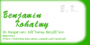 benjamin kohalmy business card